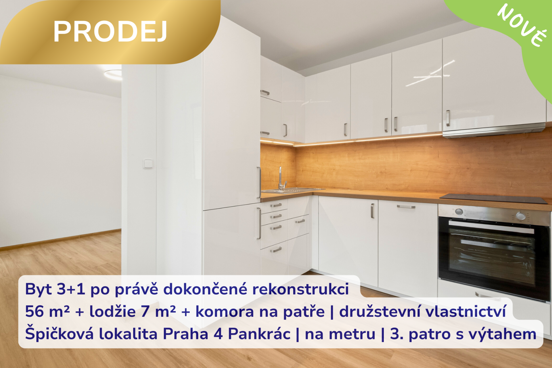 Prodej bytu 3+1 v ulici Kaplická, Praha 4 Pankrác