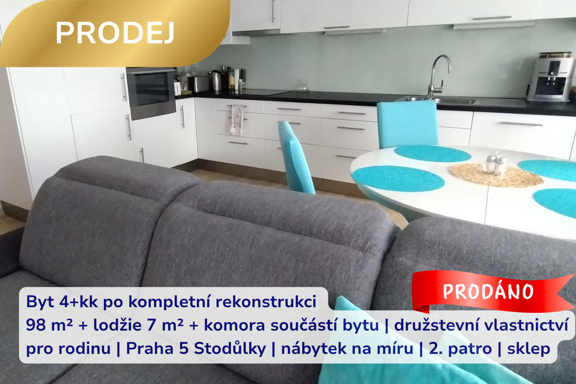 Prodej velkého rodinného bytu 4+kk ve Stodůlkách, Lýskova ulice