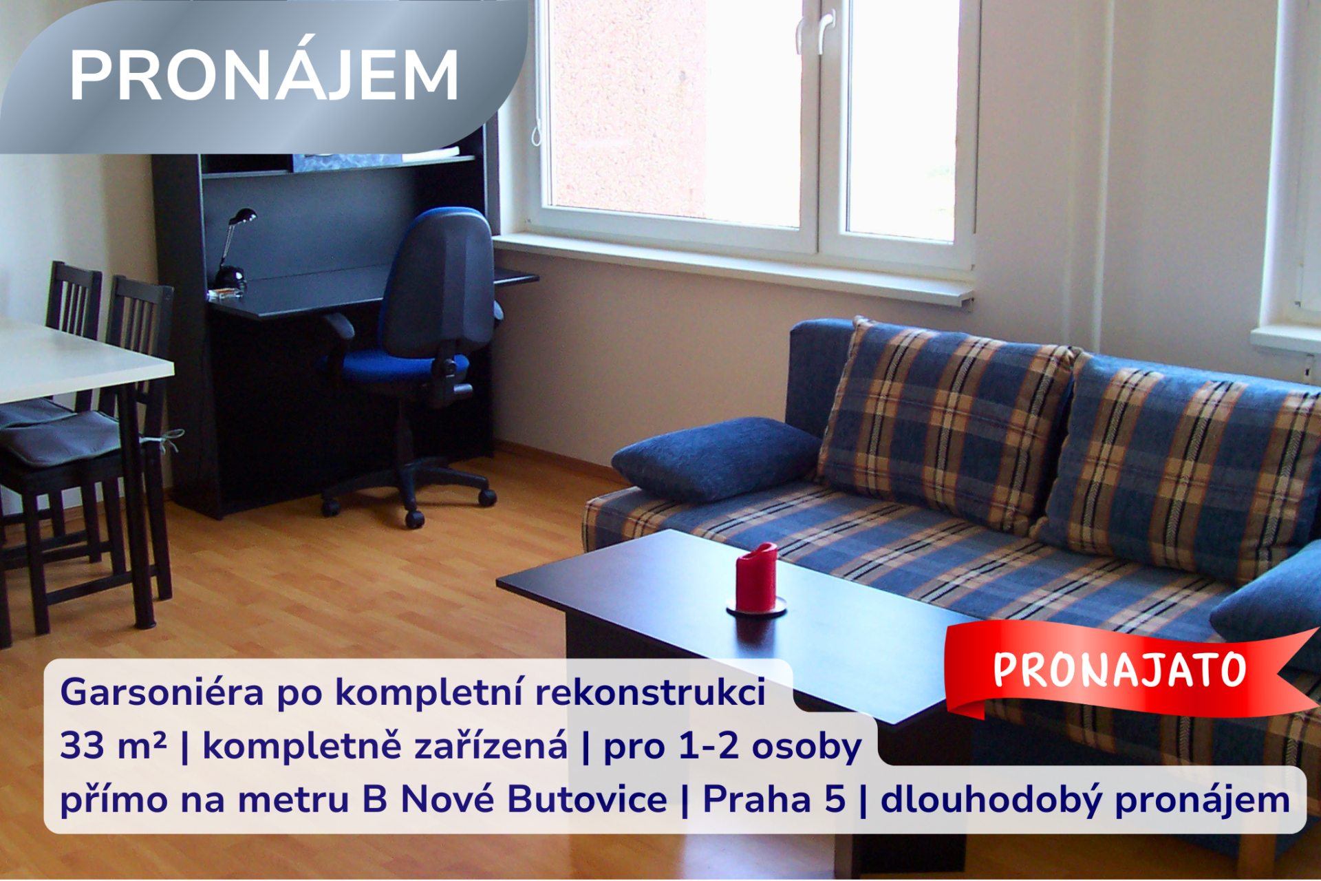 Garsoniéra na metru Nové Butovice, ulice Ovčí Hájek